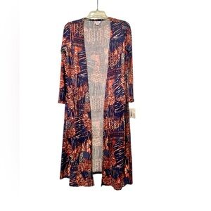 LuLaRoe Sarah Cardigan- Blue, Orange, & Cream